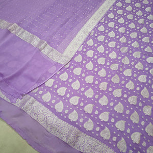 Patta Chunri Pure Khaddi Georgette Chiffon Banarasi Suit