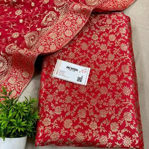 Peach Golden Zari Kimkhab Silk Banarasi Gharara