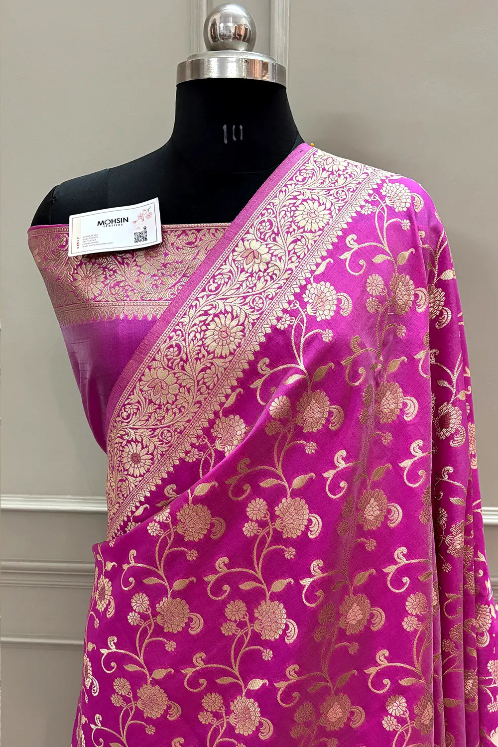 Pink Golden Zari Katan Silk Banarasi Saree