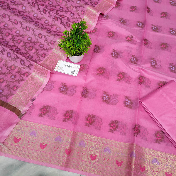 Pink Meenakari Resham and Zari Banarasi Silk Suit