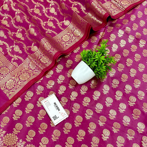 Pink Sunflower Katan Silk Banarasi Suit