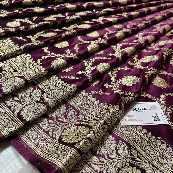 Purple Golden Zari Katan Silk Banarasi Saree