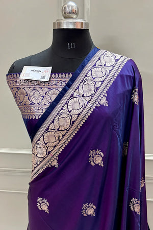 Purple Kohinoor Buti Katan Silk Banarasi Saree