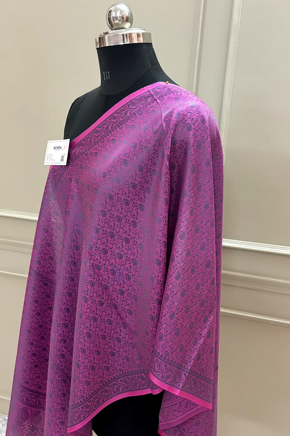 Purple Resham Zari Silk Banarasi Stole