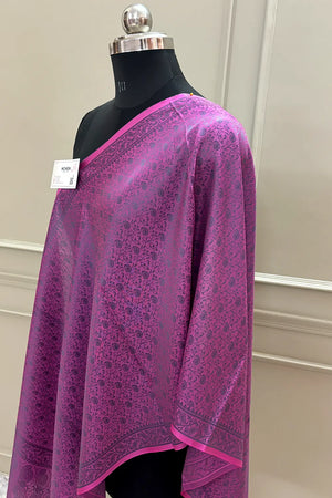 Purple Resham Zari Silk Banarasi Stole