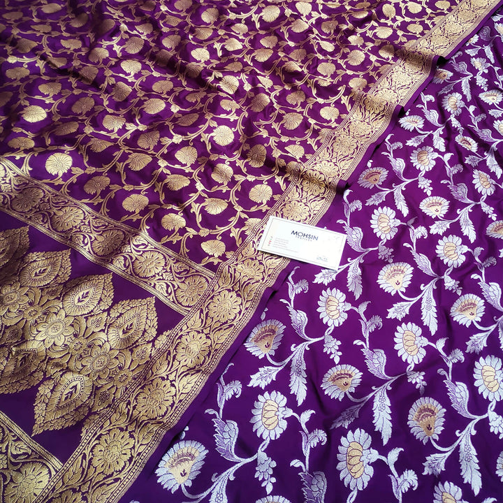 Purple Sona Rupa Jaal Katan Silk Banarasi Suit