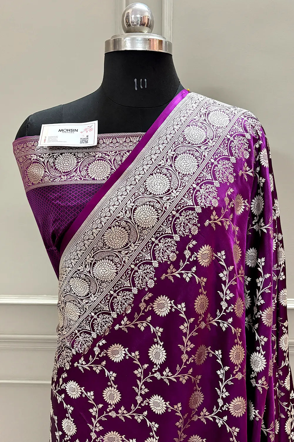 Purple Surajmukhi Jaal Katan Silk Banarasi Saree