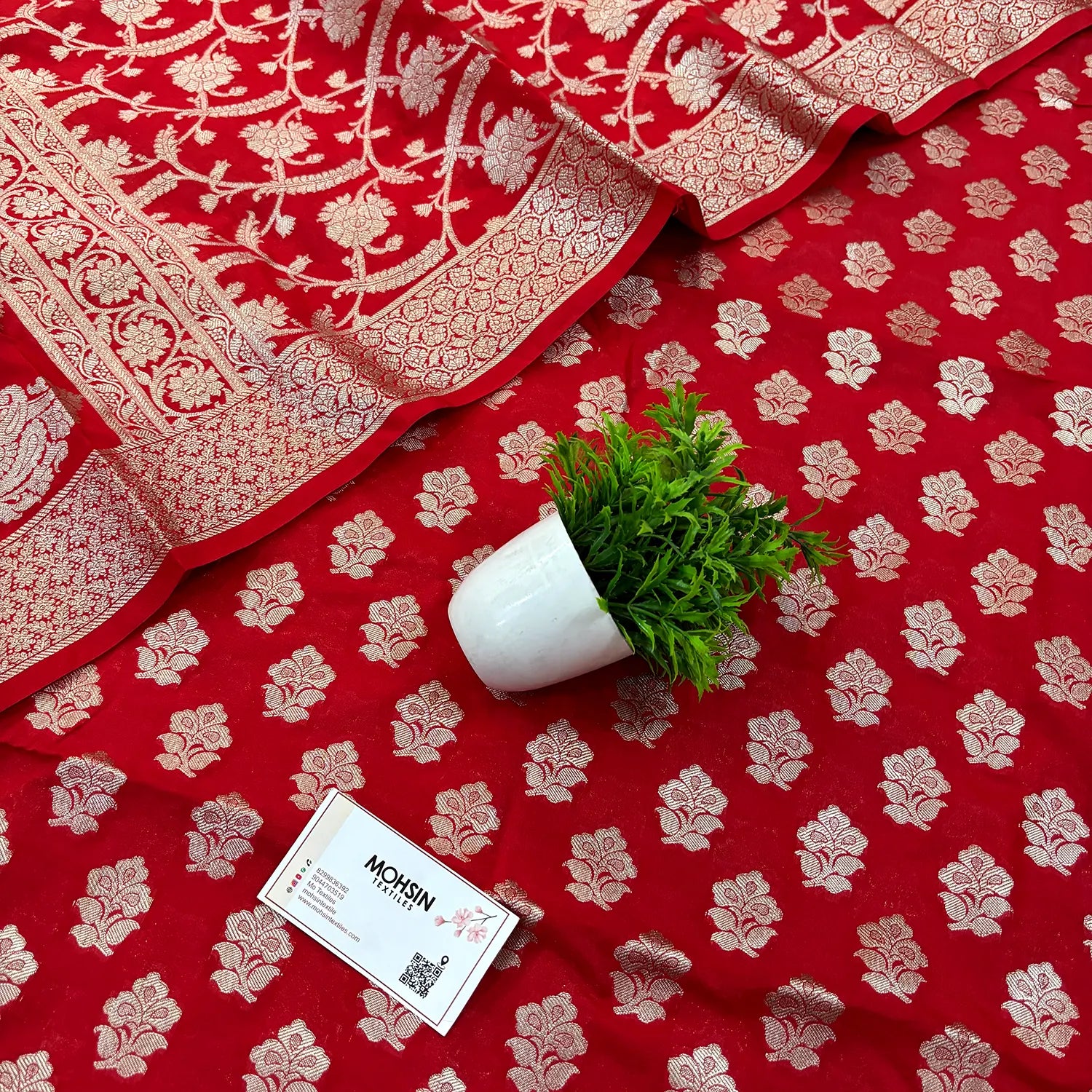 Red Golden Zari Katan Silk Banarasi Suit