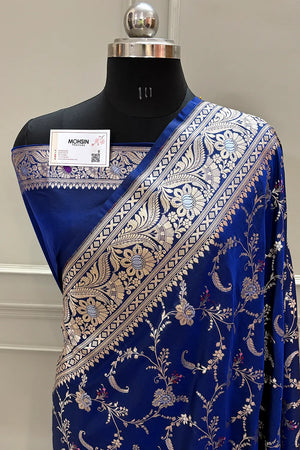 Royal Blue Suhani Jaal Katan Silk Banarasi Saree