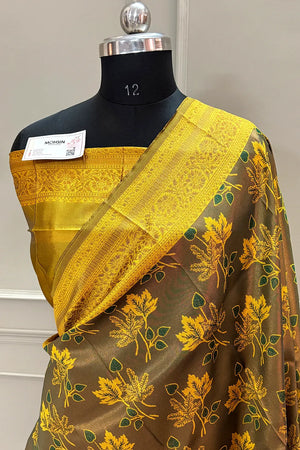 Yellow Resham Zari Banarasi Silk Saree