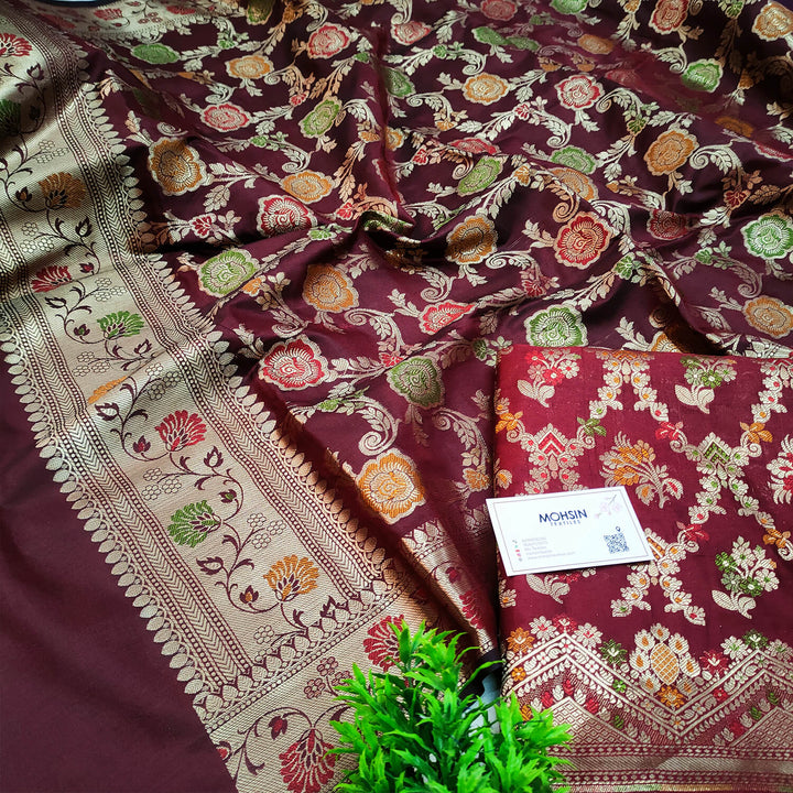 Maroon Meenakari Katan Silk Banarasi Suit