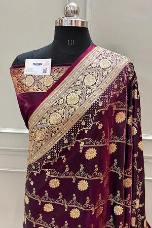 Purple Bhawar Jaal Katan Silk Banarasi Saree