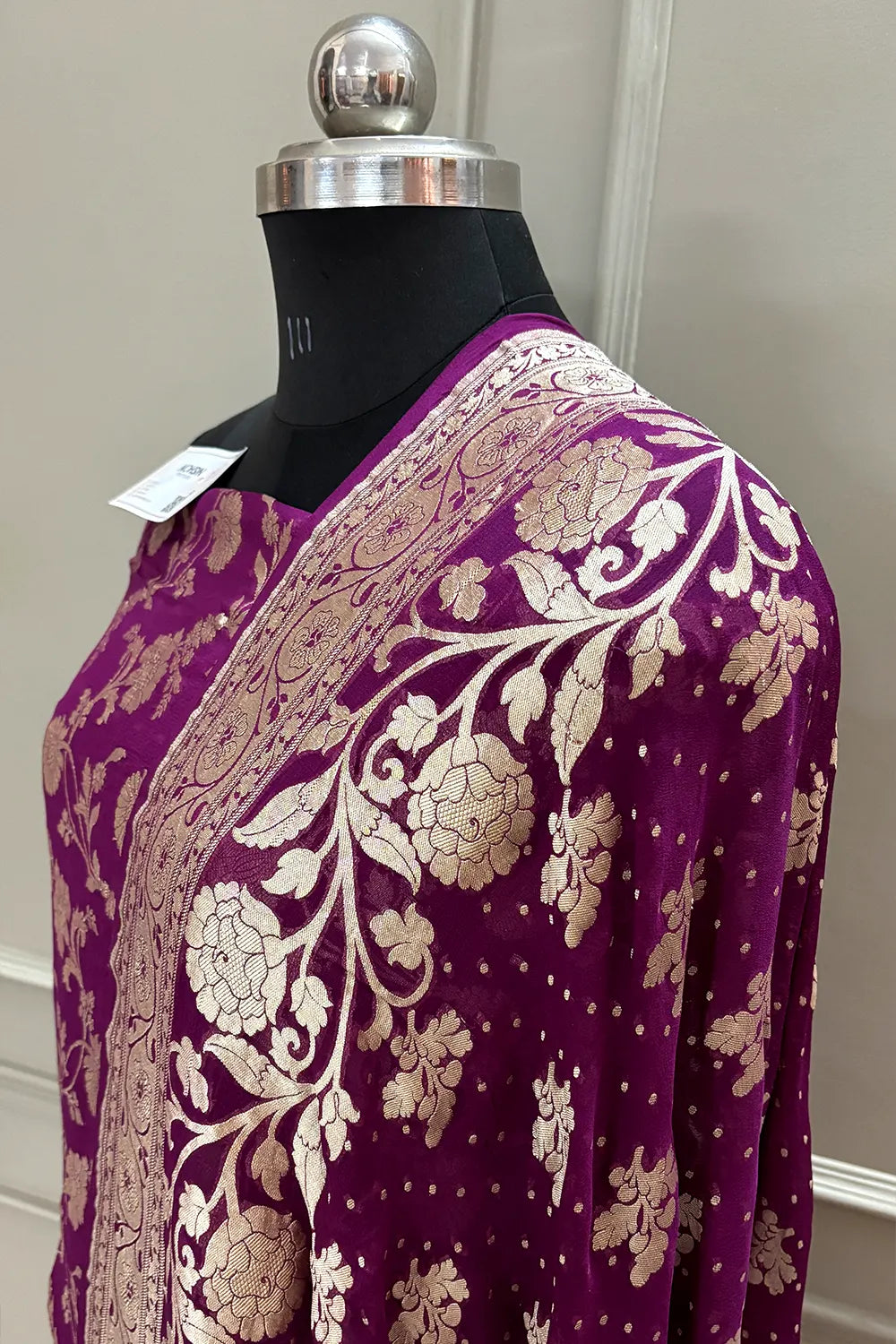 Purple Golden Zari Pure Georgette Silk Banarasi Suit