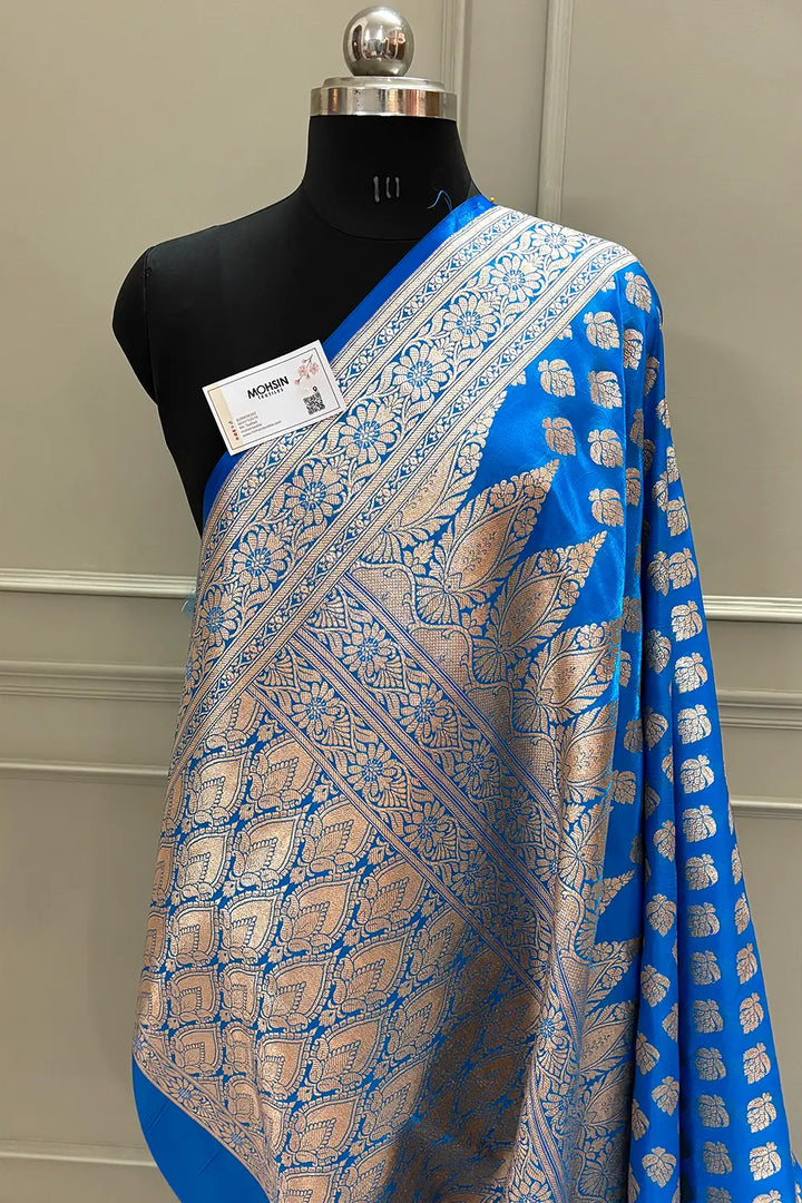 Firozi Naagmani Buti Katan Silk Banarasi Saree