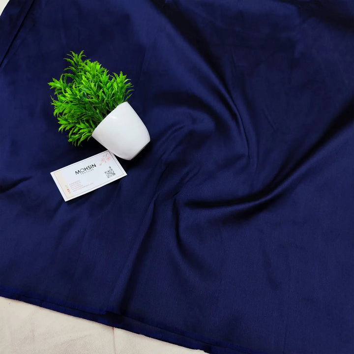 Navy Blue Plain Satin Silk Banarasi Fabric