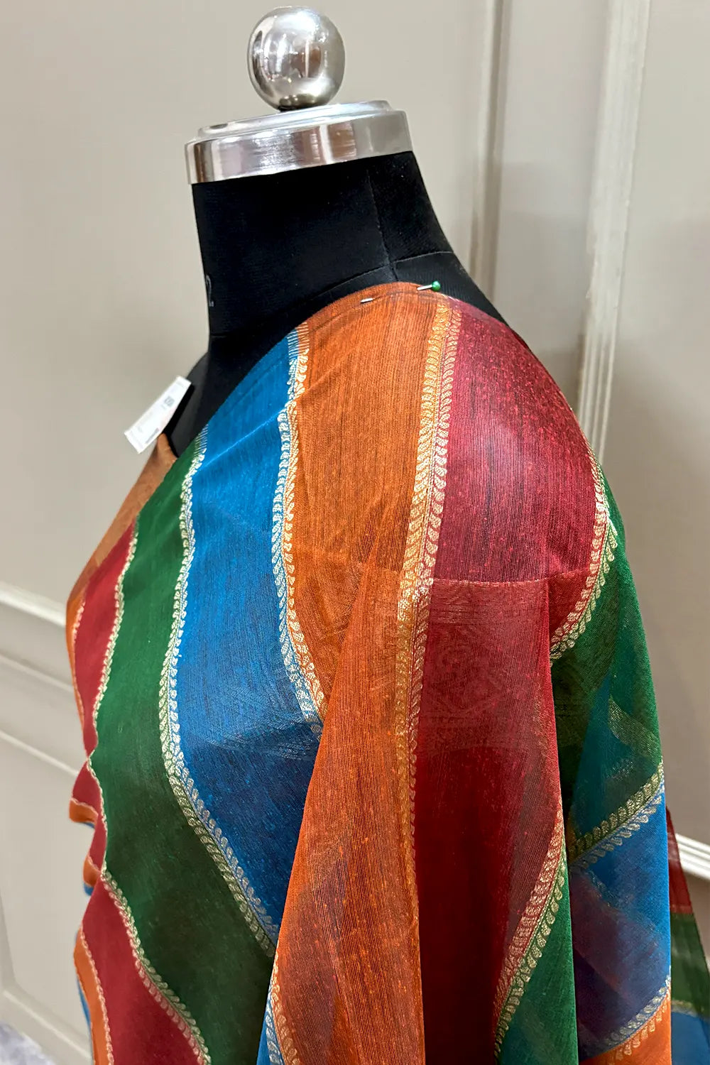 Orange Resham Zari Chanderi Silk Banarasi Saree