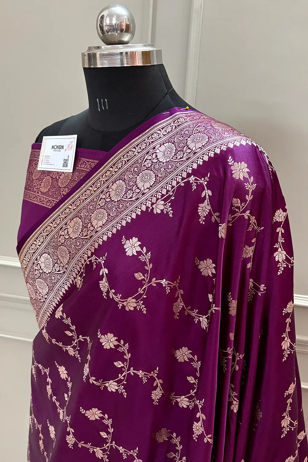 Purple Jhadi Jaal Katan Silk Banarasi Saree