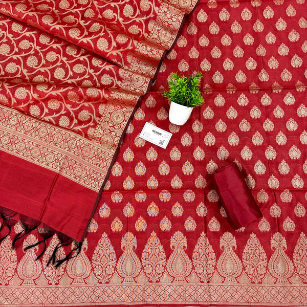 Maroon Kalgha Buti Banarasi Silk Suit