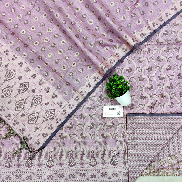 Onion Pink Surahi Jaal Cotton Silk Banarasi Suit