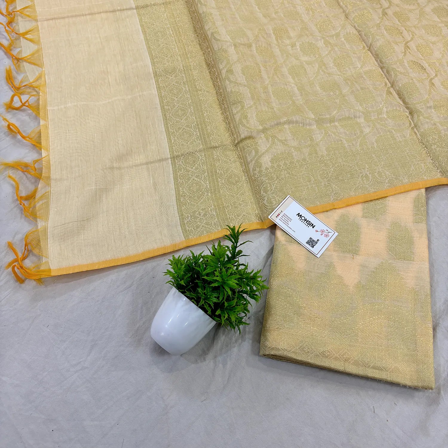 Beige Uggi Dhan Banarasi Silk Suit