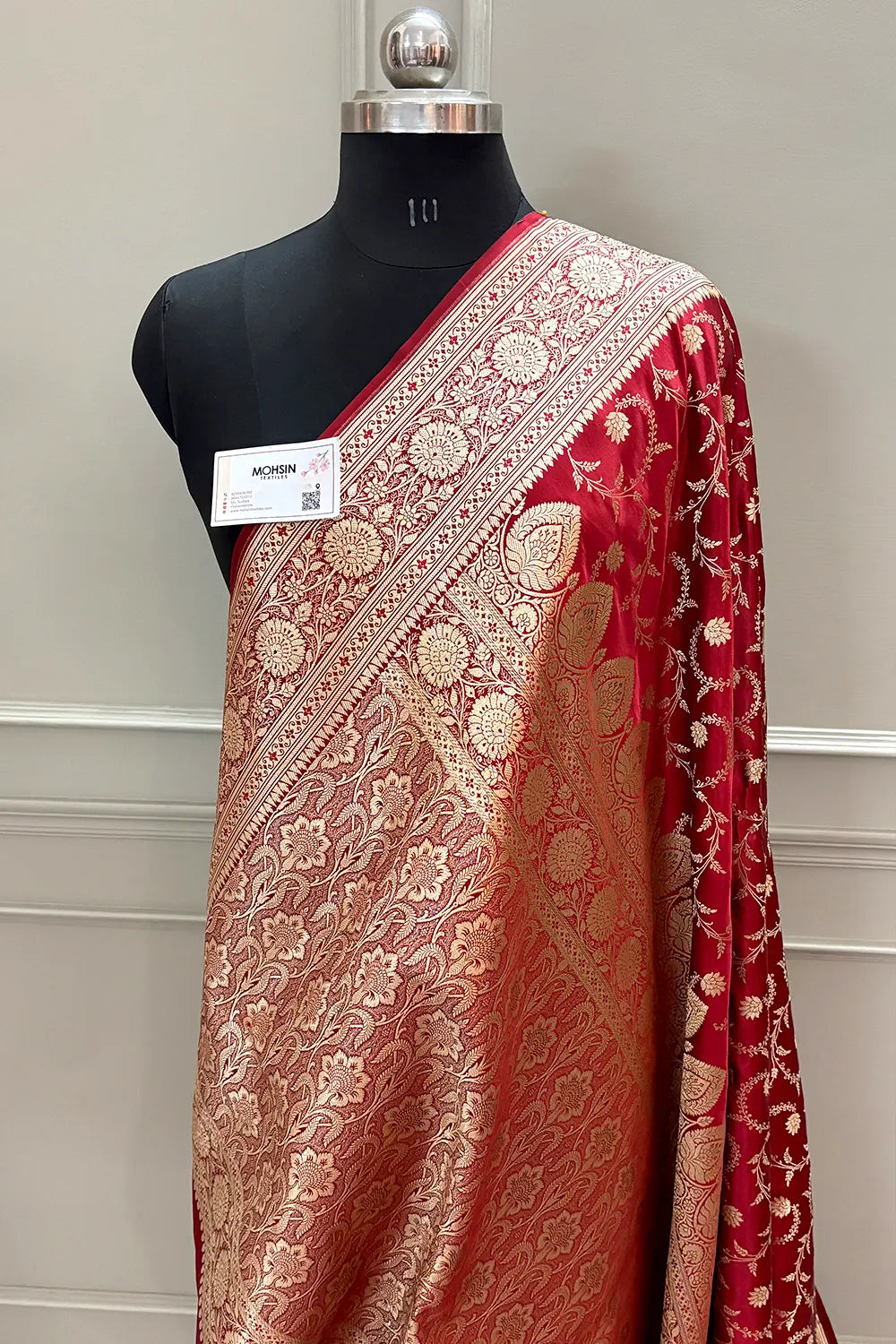Maroon Eragon Jaal Katan Silk Banarasi Saree