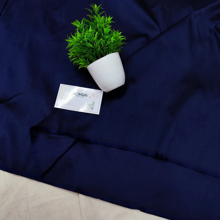 Navy Blue Plain Satin Silk Banarasi Fabric