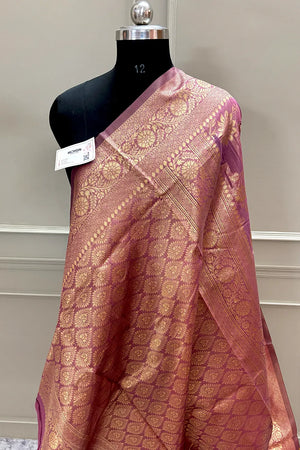 Pink Resham Zari Cotton Silk Banarasi Saree