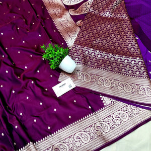 Purple Chitrani Buti Katan Silk Banarasi Saree