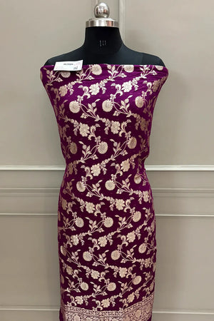 Purple Golden Zari Pure Georgette Silk Banarasi Suit