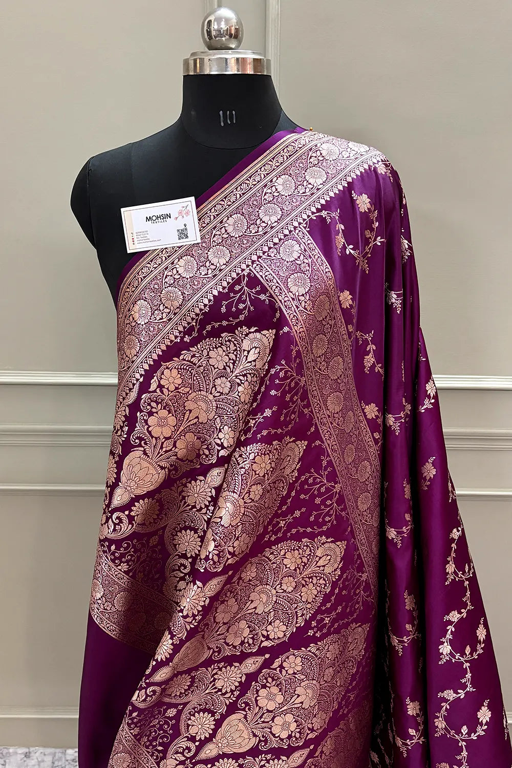 Purple Jhadi Jaal Katan Silk Banarasi Saree