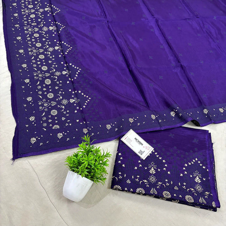 Purple Jhilmila Taj Dola Silk Banarasi Suit