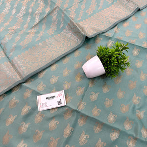 Sea Green Chirag Buti Satin Silk Banarasi Suit
