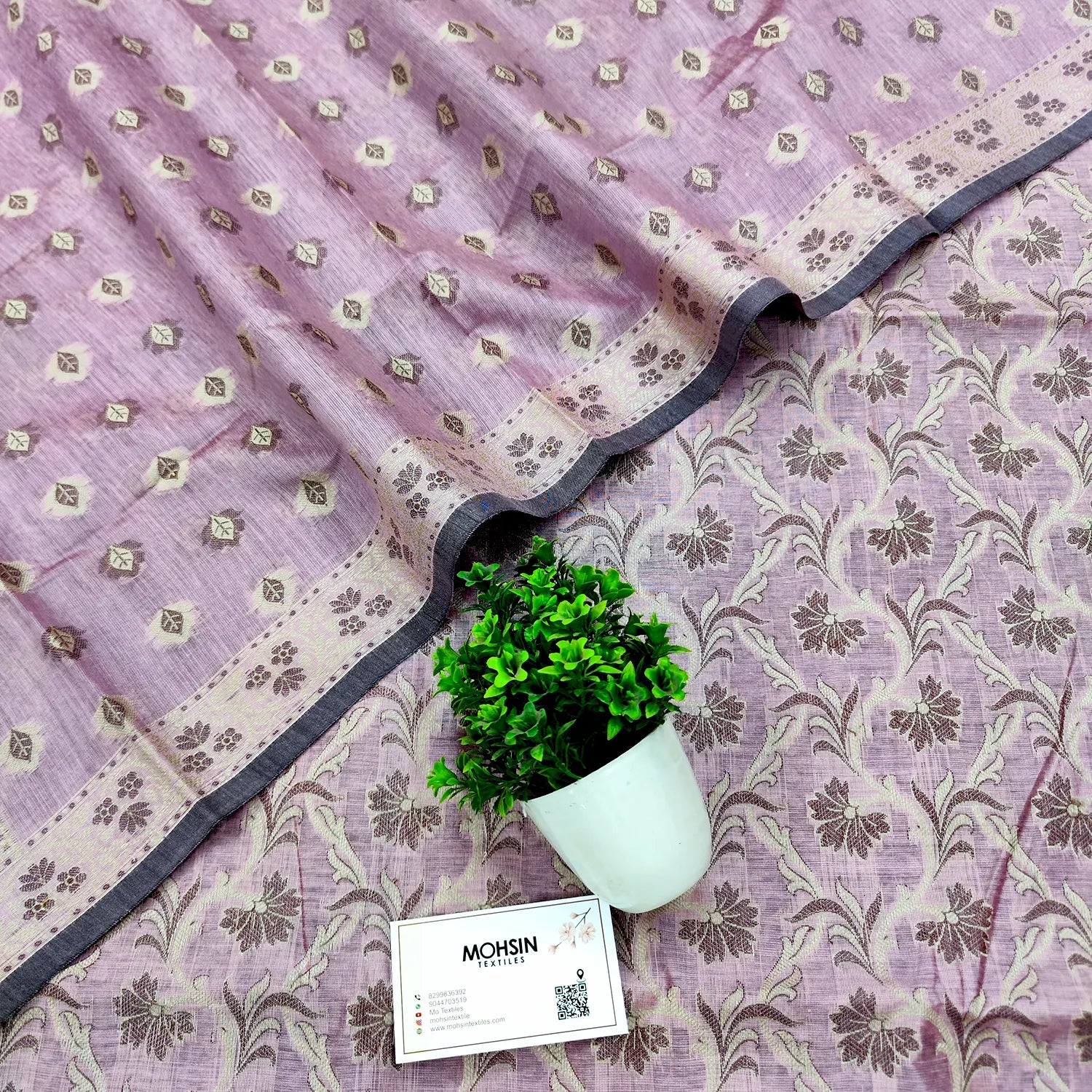 Onion Pink Surahi Jaal Cotton Silk Banarasi Suit