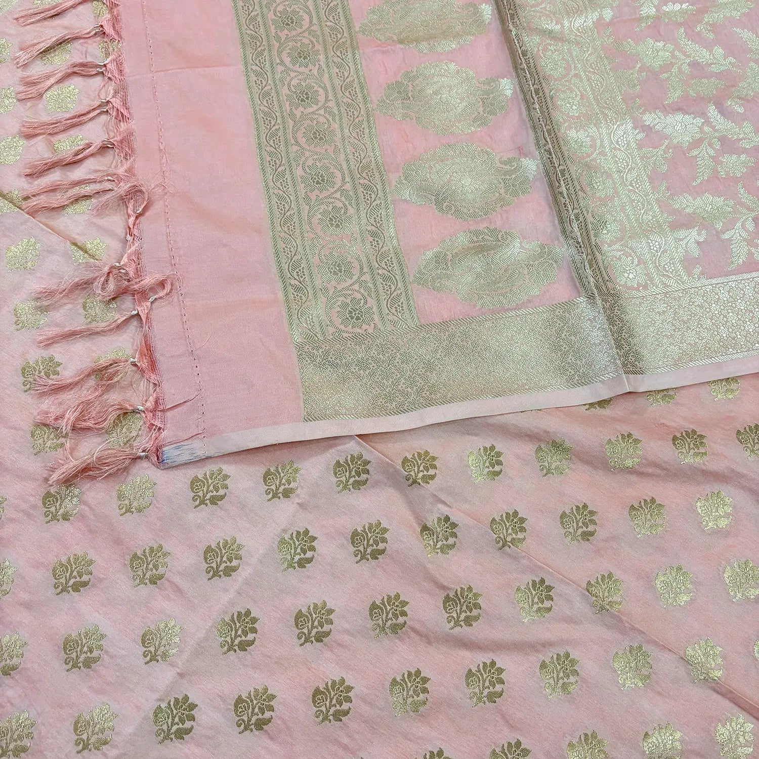 Light Peach Anmol Buti Katan Silk Banarasi Suit