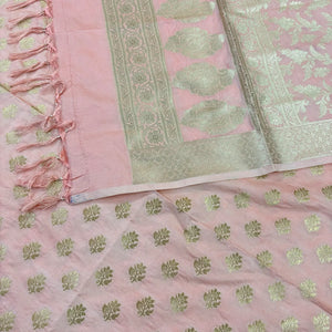 Light Peach Anmol Buti Katan Silk Banarasi Suit