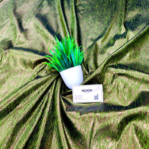 Mehendi Copper Jharna Shimmer Silk Banarasi Fabric