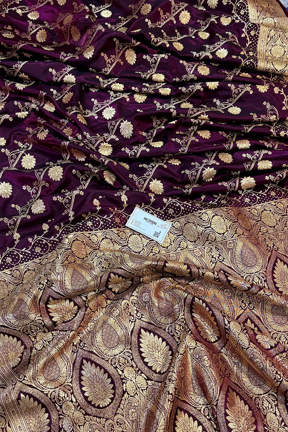 Purple Bhawar Jaal Katan Silk Banarasi Saree
