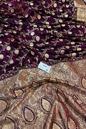 Purple Bhawar Jaal Katan Silk Banarasi Saree