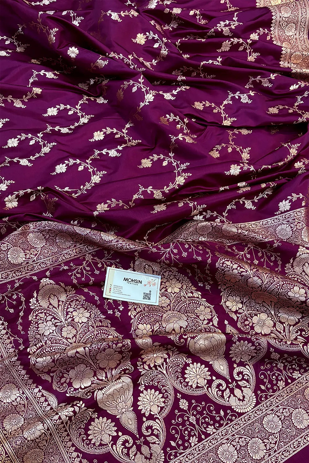 Purple Jhadi Jaal Katan Silk Banarasi Saree