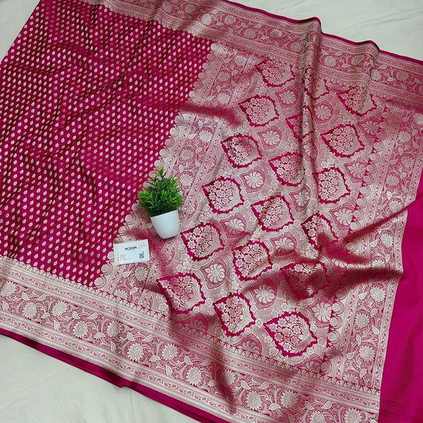 Rani Pink Chunni Buti Katan Silk Banarasi Saree