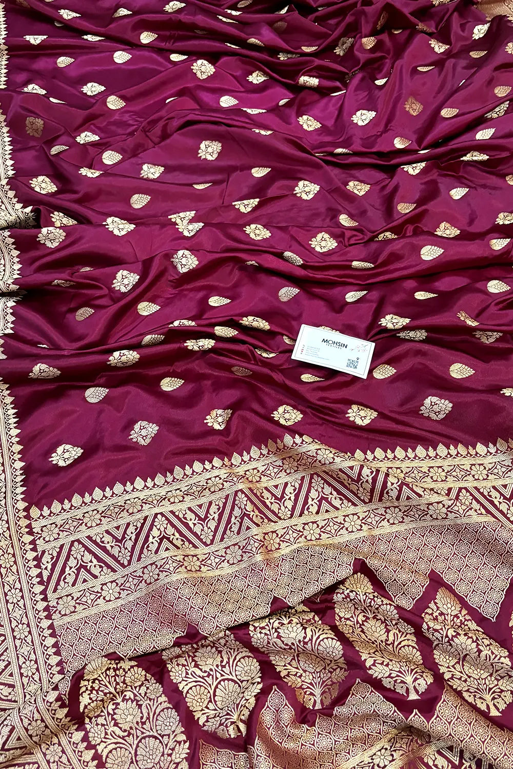 Wine Chagan Patti Katan Silk Banarasi Saree