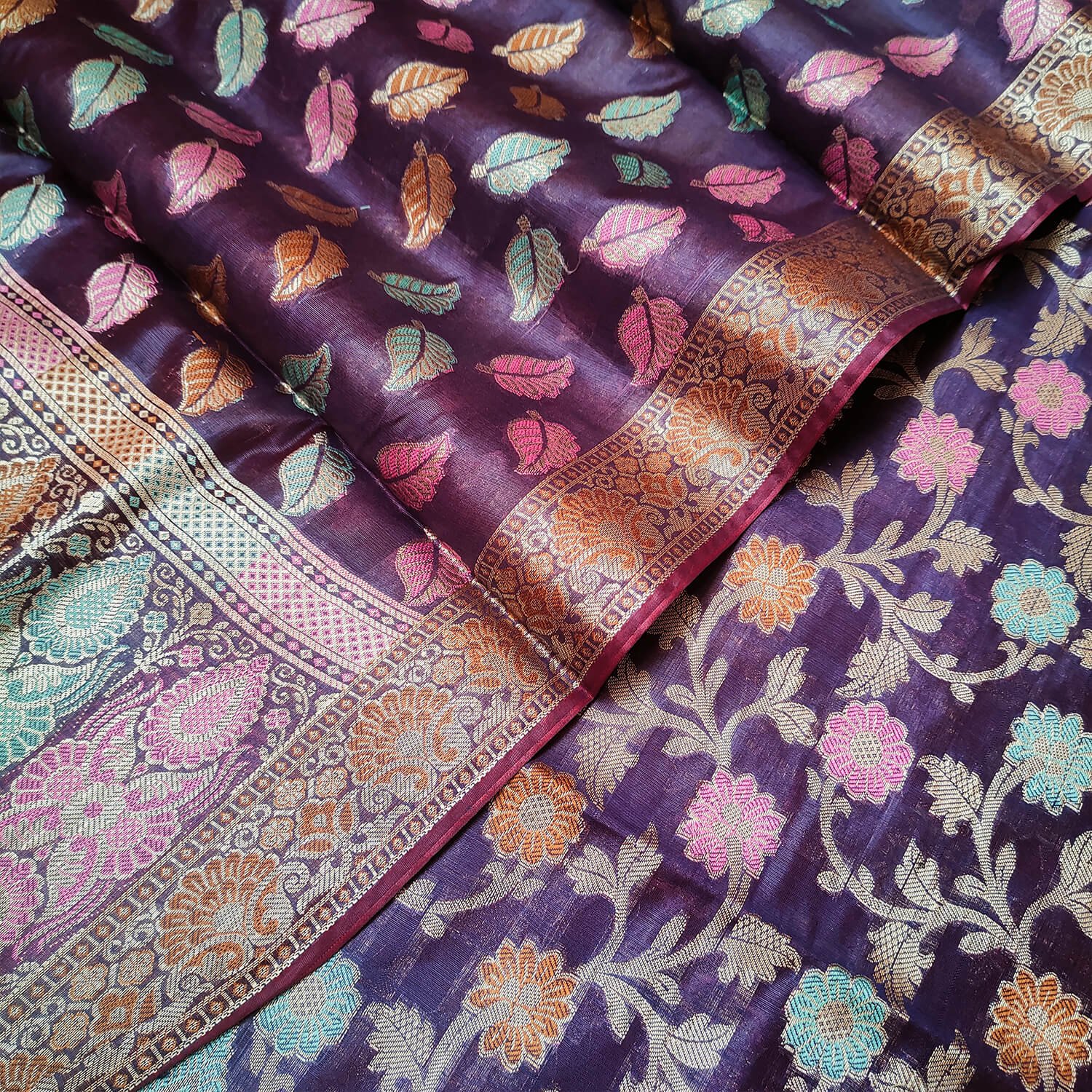 Wine Tilfi Meenakari Satin Silk Banarasi Suit