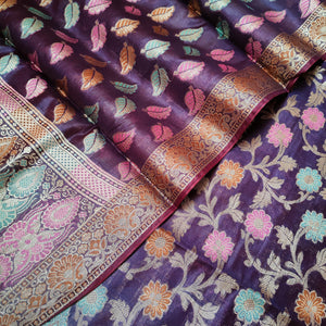 Wine Tilfi Meenakari Satin Silk Banarasi Suit