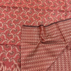 Dark Peach Surahi Jaal Cotton Silk Banarasi Suit