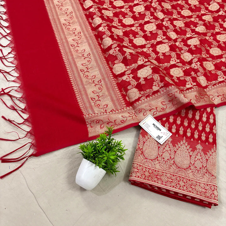 Red Dracula Buti Banarasi Silk Suit