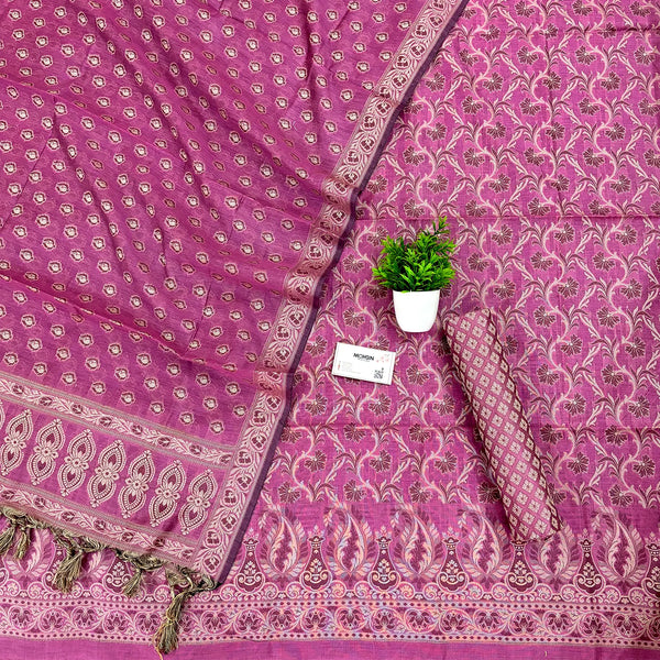 Dark Pink Surahi Jaal Cotton Silk Banarasi Suit