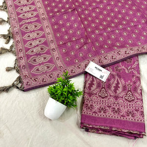 Dark Pink Surahi Jaal Cotton Silk Banarasi Suit