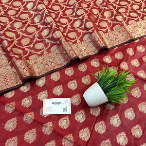 Maroon Uggi Dhan Patti Banarasi Silk Suit