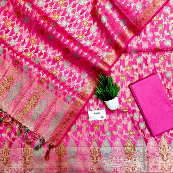 Baby Pink Tilfi Meenakari Satin Silk Banarasi Suit