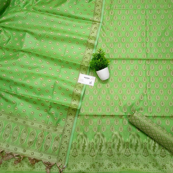 Pista Surahi Buti Cotton Silk Banarasi Suit